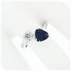 Image 2 : NEW 18K White Gold 2.71 ctw GIA Heart Blue Sapphire Diamond Moi et Toi Bypass Ri