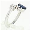 Image 3 : NEW 18K White Gold 2.71 ctw GIA Heart Blue Sapphire Diamond Moi et Toi Bypass Ri