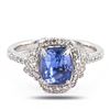 Image 1 : 2.50 ctw UNHEATED Violetish Blue Sapphire and 0.50 ctw Diamond Platinum Ring (GI