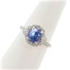 Image 3 : 2.50 ctw UNHEATED Violetish Blue Sapphire and 0.50 ctw Diamond Platinum Ring (GI