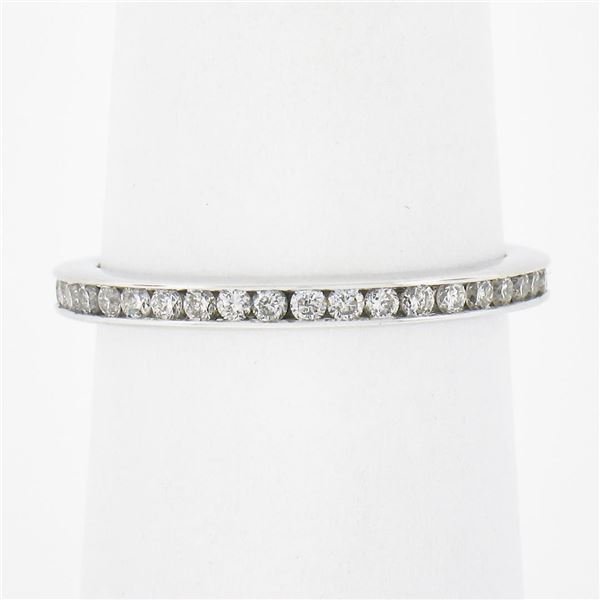 14k White Gold .60 ctw Channel Set Round Diamond Eternity Stack Wedding Band Rin
