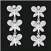 Image 2 : Fancy 18k White Gold 0.80 ctw Round Diamond 3 Tier Butterfly Drop Dangle Earring