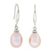 Image 1 : Classic Simple 14k White Gold Cultured Pink Pearl Tear Drop Dangle Earrings