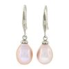 Image 3 : Classic Simple 14k White Gold Cultured Pink Pearl Tear Drop Dangle Earrings