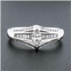 Image 2 : 14k White Gold 1.37 ctw Marquise Solitaire Baguette Round Diamond Engagement Rin