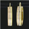Image 2 : Classic Solid 18K Tri Color Gold 26.1mm Polished Grooved Oval Hoop Drop Earrings