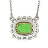 Image 8 : NEW Plat. 18k Gold GIA Cushion Tsavorite Solitaire Diamond Halo Pendant Necklace