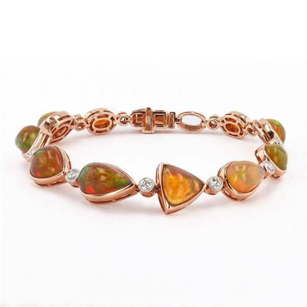 15.89 ctw Opal and 0.84 ctw Diamond 14K Rose Gold Bracelet