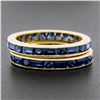 Image 3 : Pair of 18k Gold 4.4 ctw Channel Set GIA Sapphire Eternity Stack Band Guard Ring