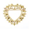 Image 3 : Vintage 14K Yellow Gold Round Cabochon Opal Framed Open Heart Brooch Pin Pendant