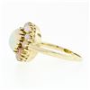 Image 5 : Vintage 14K Gold FINE Oval Cabochon Solitaire & Bead Ball Halo Opal Cluster Ring