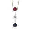 Image 2 : 18k White Gold 1.38 ctw Round Prong Ruby Diamond Sapphire Bar Pendant & 14k Chai