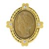Image 1 : Vintage 18k Yellow Gold Carved Beige Hardstone Trojan Cameo & Diamond Pin Brooch