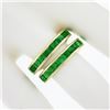 Image 4 : Pair of 18k Gold 4.60 ctw Channel Set GIA Emerald Eternity Stack Band Guard Ring