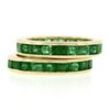 Image 5 : Pair of 18k Gold 4.60 ctw Channel Set GIA Emerald Eternity Stack Band Guard Ring