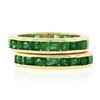Image 6 : Pair of 18k Gold 4.60 ctw Channel Set GIA Emerald Eternity Stack Band Guard Ring