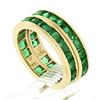 Image 8 : Pair of 18k Gold 4.60 ctw Channel Set GIA Emerald Eternity Stack Band Guard Ring