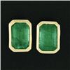 Image 5 : 14k Yellow Gold 1.30 ctw Emerald Cut Bezel Set Green Emerald Classic Stud Earrin