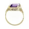 Image 7 : Antique Art Deco 14k Gold Rectangular Step Cut Amethyst Solitaire Filigree Ring