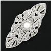 Image 2 : Antique Edwardian 18k & Platinum Pearl 3.6 ctw Old Cut Diamond Milgrain Pin Broo