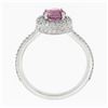 Image 8 : NEW Martin Flyer Platinum 1.57 ctw Round Pink Sapphire w/ Pave Diamond Halo Ring