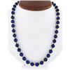 Image 1 : Vintage 25" Long Round Blue Lapis Bead Strand Necklace w/ 14k Gold Balls & Clasp