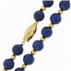 Image 5 : Vintage 25" Long Round Blue Lapis Bead Strand Necklace w/ 14k Gold Balls & Clasp