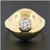 Image 2 : Unisex 18k Gold 0.73 ctw Round Bezel Diamond Polished Solitaire Dome Bombe Ring