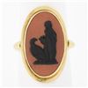 Image 1 : Vintage 14k Gold Large Carved Wedgwood Ganymede Cameo Long Cocktail Dinner Ring