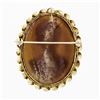 Image 3 : Vintage 14k Gold Concave Carved Shell Cameo Twist Wavy Frame Pendant Brooch Pin