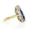 Image 5 : Antique 18K TT Gold Bezel Blue Stone 1.1 ctw Old Mine Cut Diamond Platter Ring