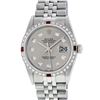 Image 1 : Rolex 36MM Stainless Steel Gray Diamond & White Gold Ruby Datejust Wristwatch