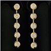 Image 2 : Vintage 14K Gold.6 ctw Bezel Diamond Polished Bead Ball Long Drop Dangle Earring