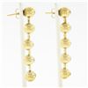 Image 5 : Vintage 14K Gold.6 ctw Bezel Diamond Polished Bead Ball Long Drop Dangle Earring