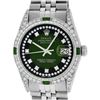 Image 1 : Rolex Mens Stainless Steel Diamond Lugs Green Vignette And Emerald Datejust 36MM