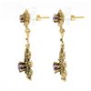 Image 3 : Vintage Victorian Revival 14k Gold Amethyst Textured Tear Drop Dangle Earrings
