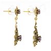 Image 4 : Vintage Victorian Revival 14k Gold Amethyst Textured Tear Drop Dangle Earrings