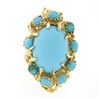 Image 4 : Vintage 18k Gold Large Oval Cabochon Cut Turquoise Open Coral Reef Freeform Ring