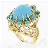 Image 9 : Vintage 18k Gold Large Oval Cabochon Cut Turquoise Open Coral Reef Freeform Ring