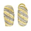 Image 1 : Italian 18k TT Gold Large Wide 11.2mm Textured Domed Omega Back Cuff Earrings