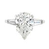 Image 5 : Vintage Platinum 3.62 ctw GIA Pear Brilliant & Baguette Diamond Engagement Ring