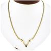 Image 1 : 14k Yellow Gold 0.55 ctw Pear Sapphire & Diamond 17" Chevron "V" Chain Necklace