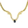 Image 3 : 14k Yellow Gold 0.55 ctw Pear Sapphire & Diamond 17" Chevron "V" Chain Necklace