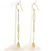 Image 3 : 14K Gold Polished Flat Open Work w/ Briolette Citrine Long Drop Dangle Earrings