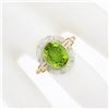 Image 6 : Antique 18K Gold 2.75 ctw Oval Bezel Peridot w/ Detailed Frame Solitaire Ring