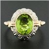 Image 7 : Antique 18K Gold 2.75 ctw Oval Bezel Peridot w/ Detailed Frame Solitaire Ring