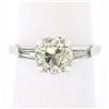 Image 2 : Platinum GIA Light Yellow European & Tapered Baguette Diamond Engagement Ring