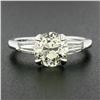 Image 3 : Platinum GIA Light Yellow European & Tapered Baguette Diamond Engagement Ring