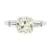Image 5 : Platinum GIA Light Yellow European & Tapered Baguette Diamond Engagement Ring