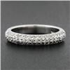 Image 2 : 14K White Gold 0.60 ctw Round Pave Diamond 3 Row Domed Stack Wedding Band Ring